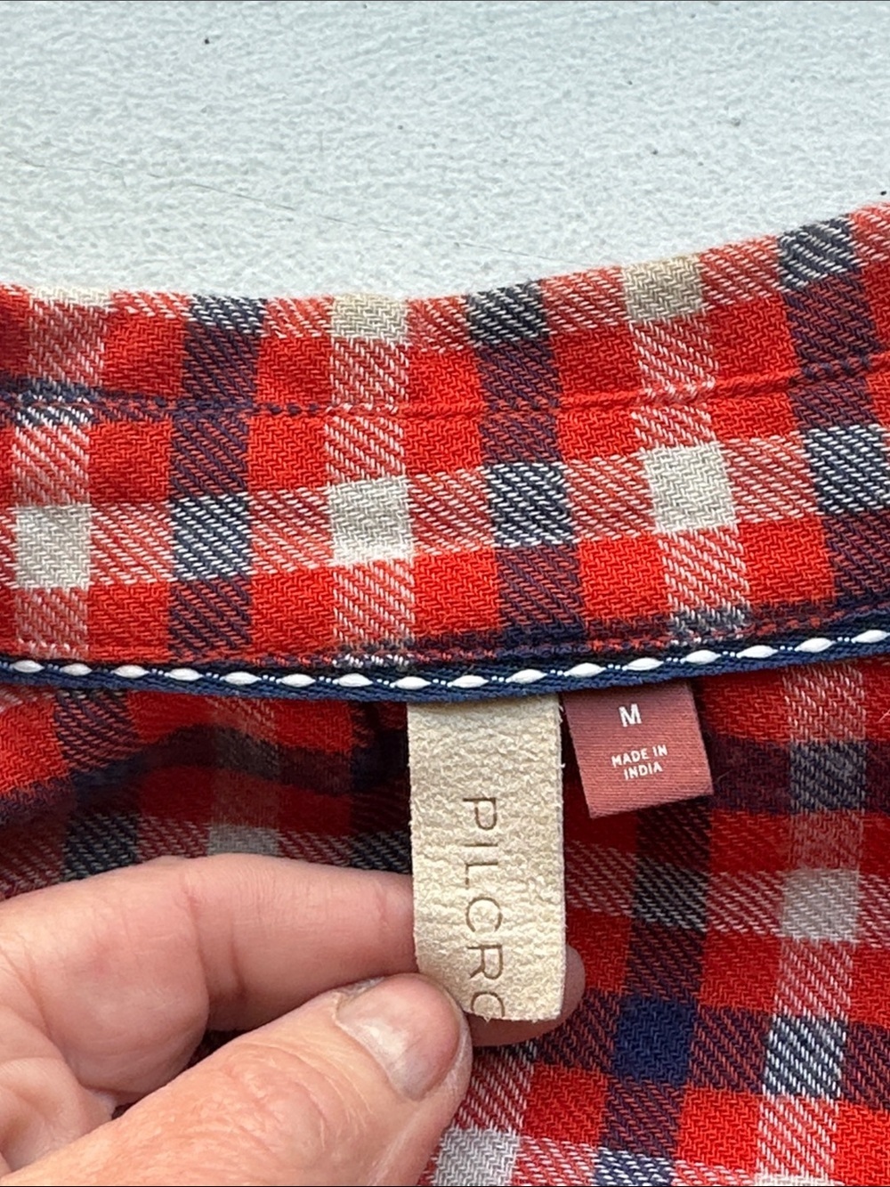 Pilcro Red and Navy Plaid Button-Down Shirt - Picture 6 of 6